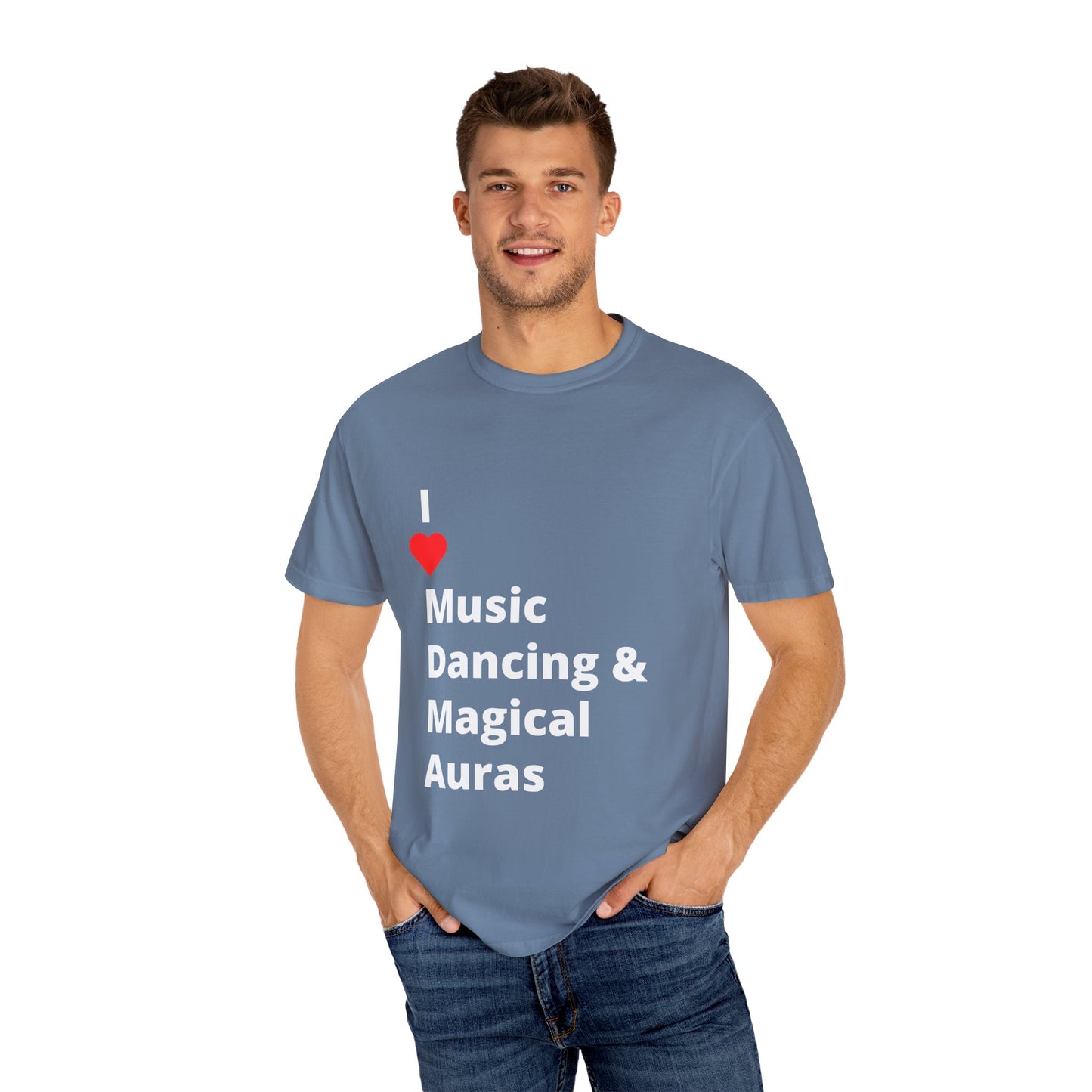 I ❤️ Music Dancing & Magical Auras (M.D.M.A). A festival-ready tee for those who vibe with music, and…other recreational activities.