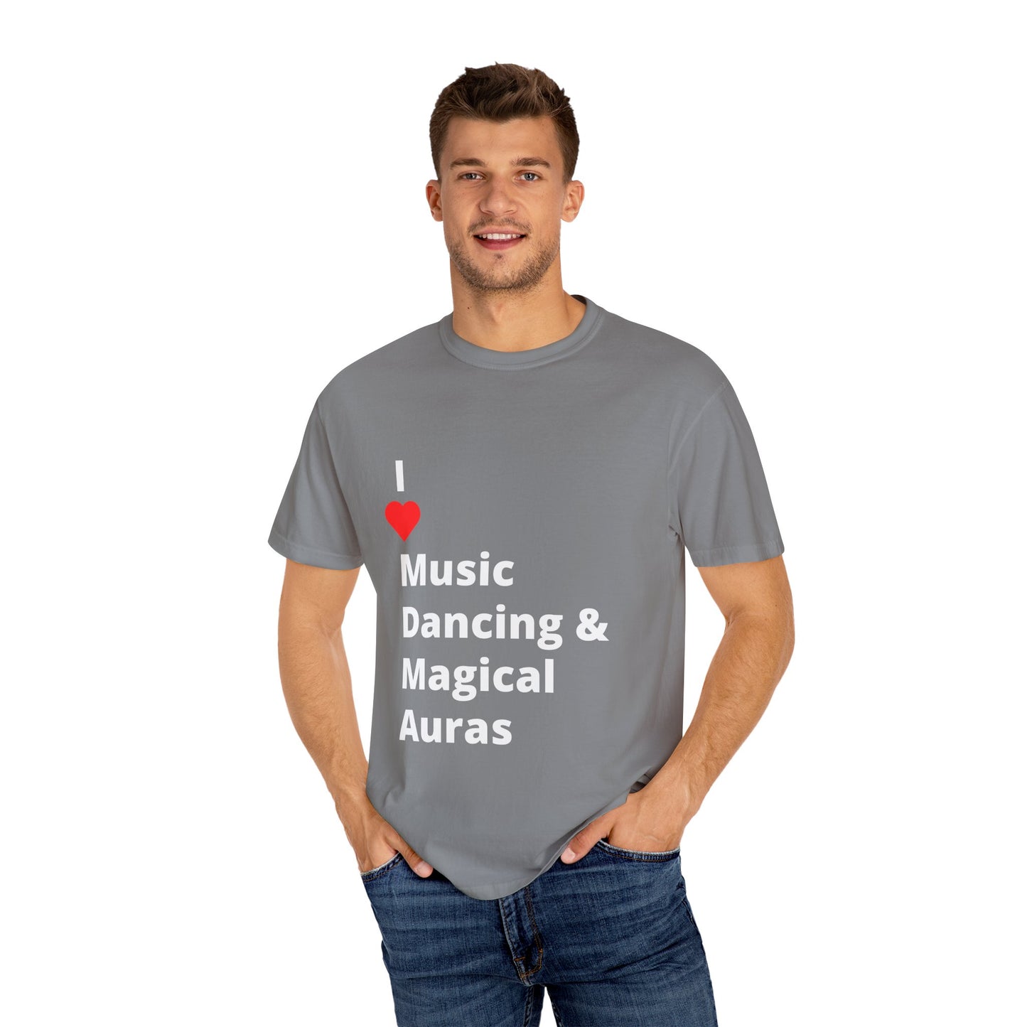 I ❤️ Music Dancing & Magical Auras (M.D.M.A). A festival-ready tee for those who vibe with music, and…other recreational activities.