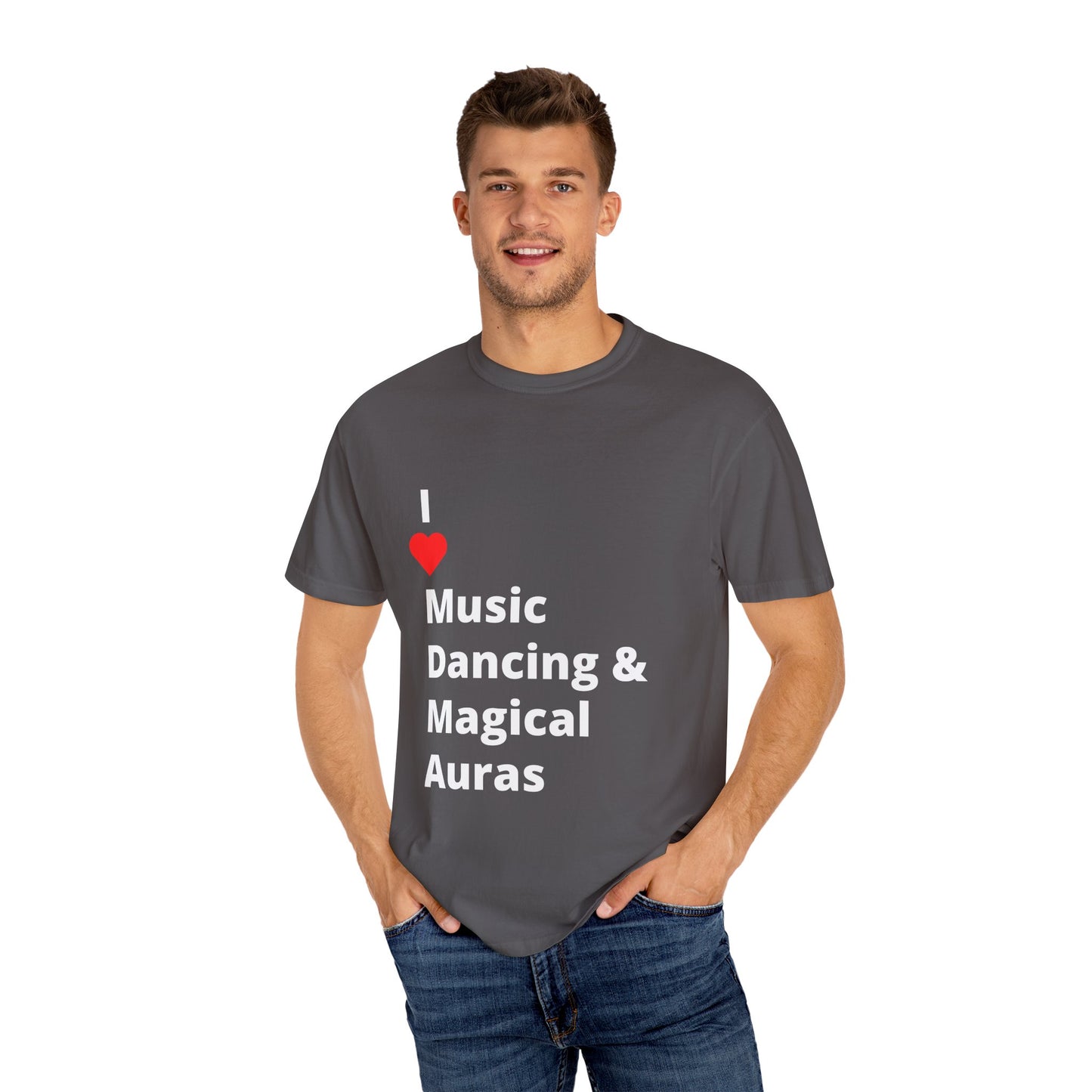 I ❤️ Music Dancing & Magical Auras (M.D.M.A). A festival-ready tee for those who vibe with music, and…other recreational activities.