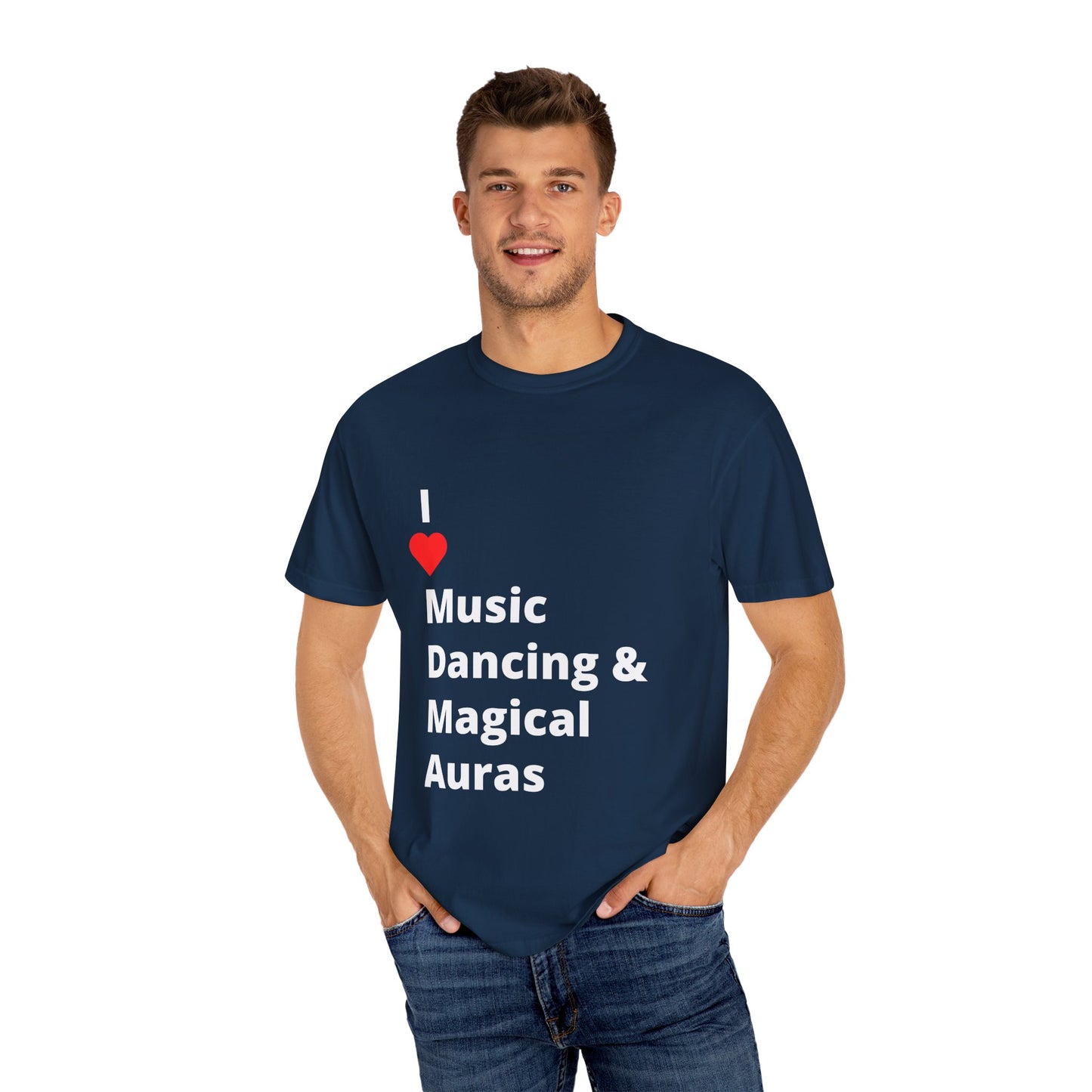 I ❤️ Music Dancing & Magical Auras (M.D.M.A). A festival-ready tee for those who vibe with music, and…other recreational activities.