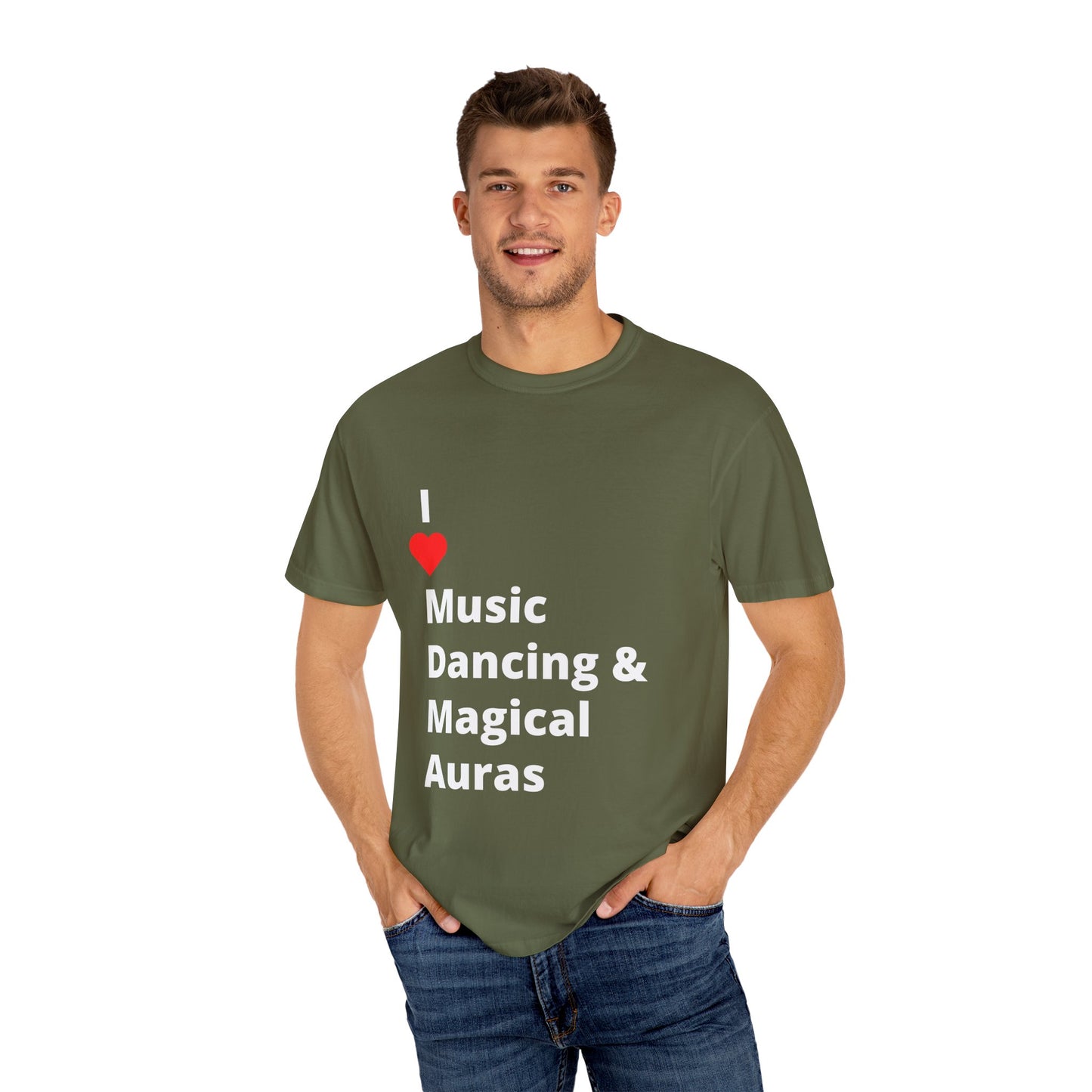 I ❤️ Music Dancing & Magical Auras (M.D.M.A). A festival-ready tee for those who vibe with music, and…other recreational activities.