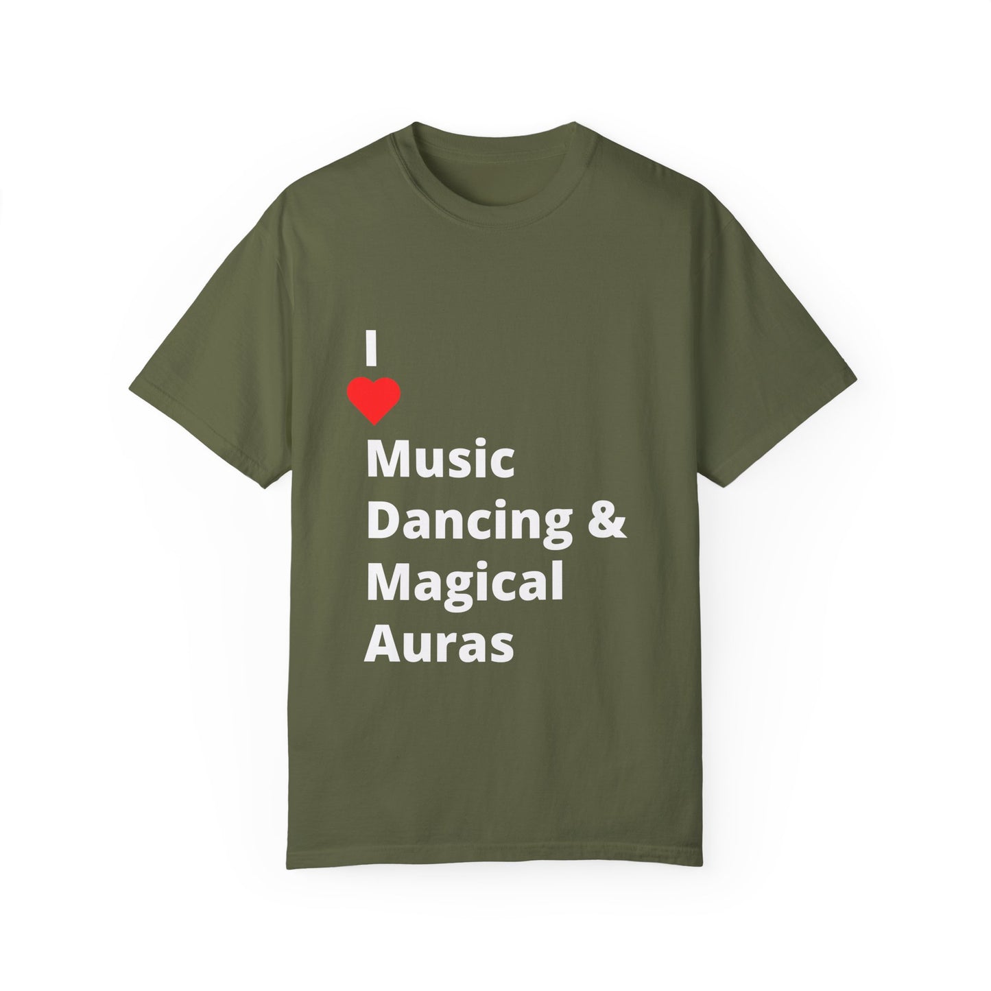 I ❤️ Music Dancing & Magical Auras (M.D.M.A). A festival-ready tee for those who vibe with music, and…other recreational activities.