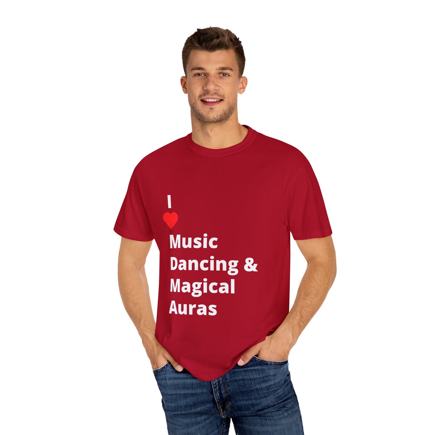 I ❤️ Music Dancing & Magical Auras (M.D.M.A). A festival-ready tee for those who vibe with music, and…other recreational activities.